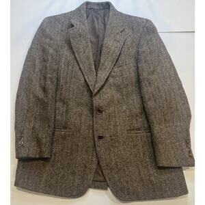 Vintage Harris Tweed Sport Coat 42R Herringbone Wool Blazer USA Union Made